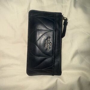 Kate Spade Quilted Black Leather Wristlet wallet with zipper